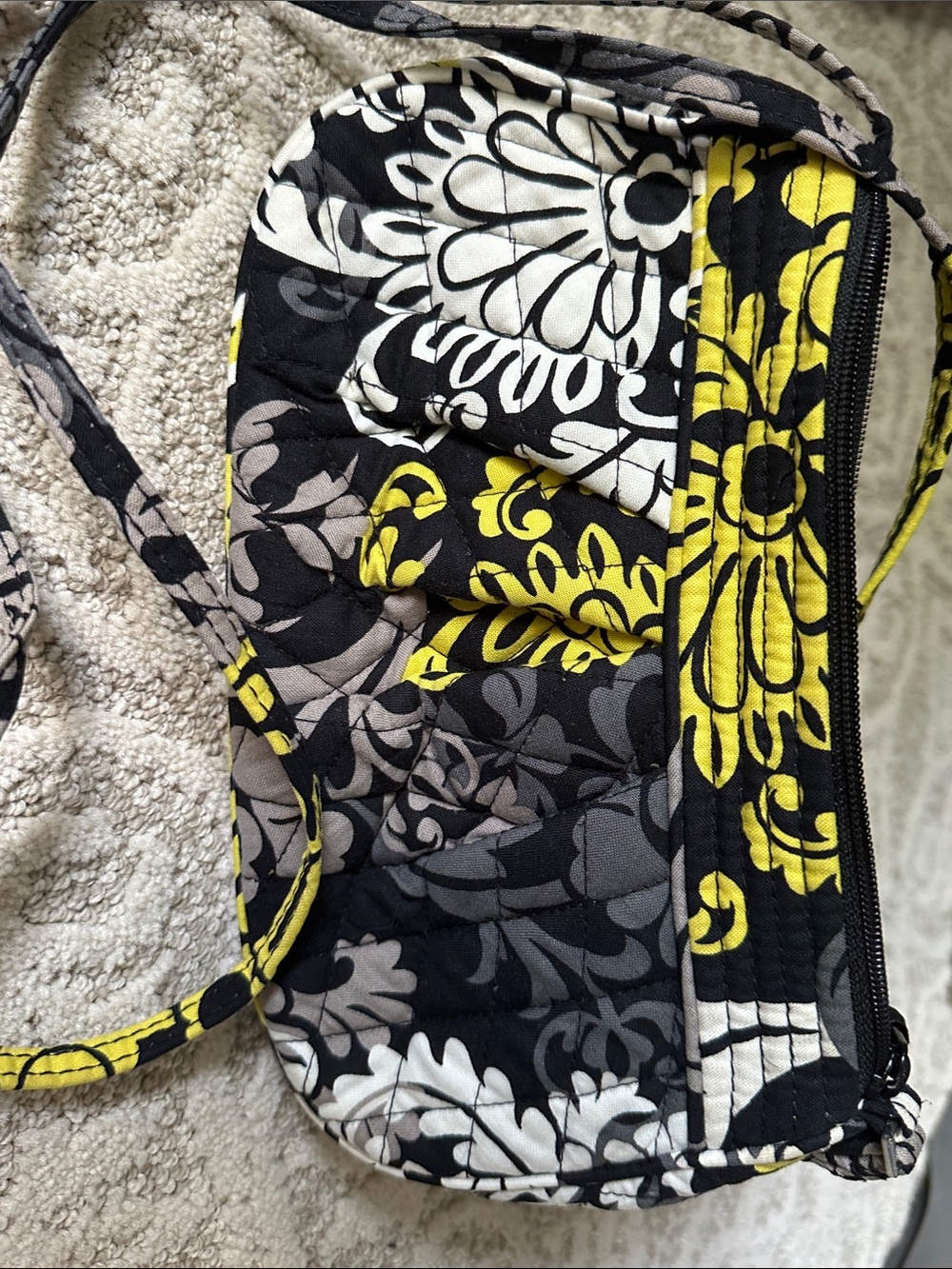 Vera Bradley Quilted Floral Crossbody in Yellow, Black, Gray, and White